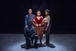 France Paris 2022-01-27 A scene of PATINAGE text by Damien Dutrait directed by Nelson-Rafaell Madel with Astrid Bayiha (Glorya), Julien Masson (Micael l'Encagoule), Gilles Nicolas (le President Michel) and Emmanuelle Ramu (Mom) at the Theatre de la Tempete in Paris Photography by Pascal Gely / Hans Lucas
France Paris 2022-01-27 Une scene de PATINAGE texte de Damien Dutrait mise en scene de Nelson-Rafaell Madel avec Astrid Bayiha (Glorya), Julien Masson (Micael l'Encagoule), Gilles Nicolas (le President Michel) et Emmanuelle Ramu (Mom) au Theatre de la Tempete a Paris Photographie de Pascal Gely / Hans Lucas